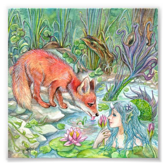 マーメイドとキツネ フォトプリント            (正面)