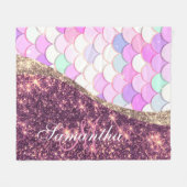 マーメイドとグリッター フリースブランケット (正面(横))