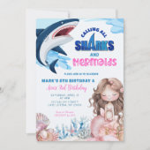 マーメイドとサメの夏の共同誕生日 招待状 (正面)