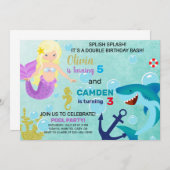 マーメイドとサメ兄弟姉妹の招待。 招待状 (正面/裏面)