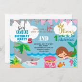 マーメイドとサメ兄弟姉妹の招待。 招待状 (正面/裏面)