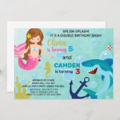 マーメイドとサメ兄弟姉妹の招待。 招待状 (正面/裏面)