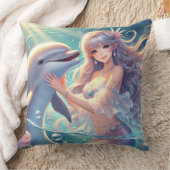 マーメイドとドルフィンスクエア枕 クッション (ブランケット)