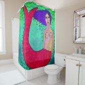 マーメイドとパープルヘアアート抽象芸術 シャワーカーテン (インサイチュ)
