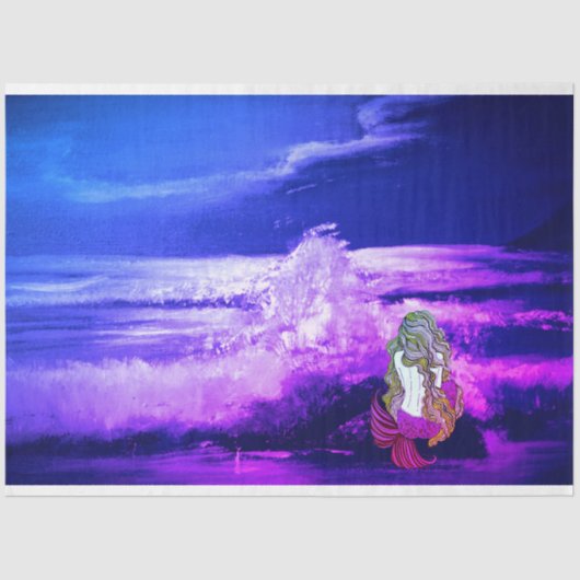 マーメイドとパープル海の組織とデコページ紙 薄葉紙 (正面)