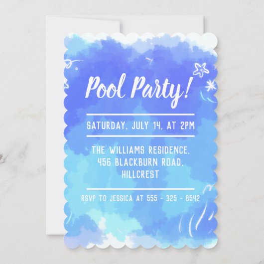 マーメイドとパールクラムの誕生日パーティーの招待 招待状 (裏面)