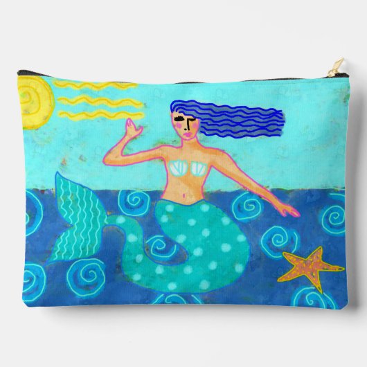 マーメイドとヒトデの抽象芸術アート アクセサリーポーチ (裏面)