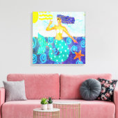 マーメイドとヒトデの抽象芸術アート キャンバスプリント (インサイチュ (リビング))