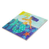 マーメイドとヒトデの抽象芸術アート タイル (側面)