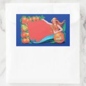 マーメイドとフルーツクレートラベルアート 長方形シール (バッグ)