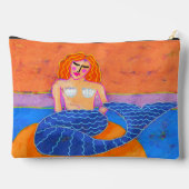 マーメイドとブルーテール抽象芸術アート アクセサリーポーチ (裏面)