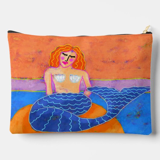 マーメイドとブルーテール抽象芸術アート アクセサリーポーチ (裏面)