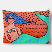 マーメイドとブルーヘアアート抽象芸術 アクセサリーポーチ (裏面)