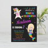 マーメイドとユニコーンの誕生日の招待ダビング 招待状 (スタンド正面)