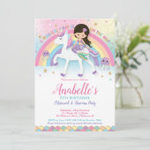 マーメイドとユニコーン誕生日招待状レインボー 招待状 (スタンド正面)