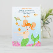 マーメイドと友達のガーリー誕生日パーティー サンキューカード (スタンド正面)