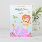 マーメイドと友達のガーリー誕生日パーティー サンキューカード (スタンド正面)