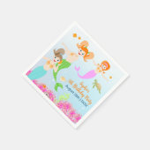 マーメイドと友達のガーリー誕生日パーティー スタンダードカクテルナプキン (角)