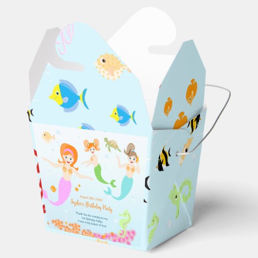 マーメイドと友達のガーリー誕生日パーティー フェイバーボックス (オープン)
