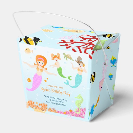 マーメイドと友達のガーリー誕生日パーティー フェイバーボックス (裏面サイド)