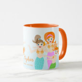 マーメイドと友達のガーリー誕生日パーティー マグカップ (正面右)