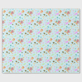 マーメイドと友達のガーリー誕生日パーティー ラッピングペーパー (フラット)