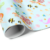 マーメイドと友達のガーリー誕生日パーティー ラッピングペーパー (ロールコーナー)