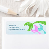 マーメイドと友達のガーリー誕生日パーティー ラベル (インサイチュ)