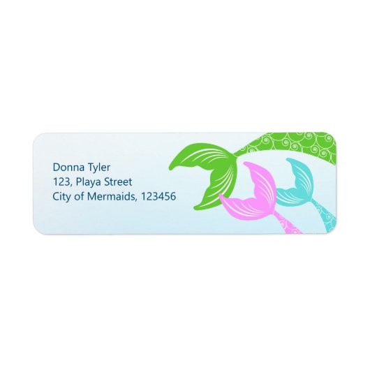 マーメイドと友達のガーリー誕生日パーティー ラベル (正面)