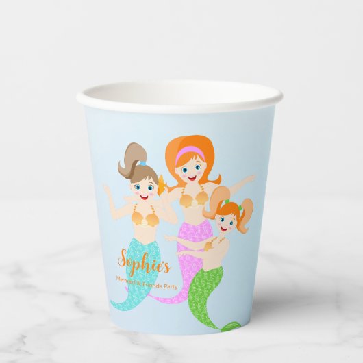 マーメイドと友達のガーリー誕生日パーティー 紙コップ (正面)