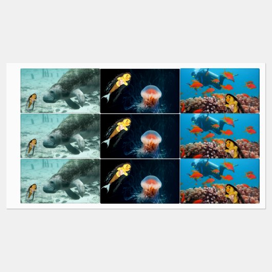 マーメイドと彼女の友人ラベルのダニ ラベル (シート)