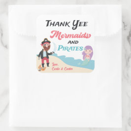 マーメイドと海賊のジョイント誕生日パーティーお礼 スクエアシール