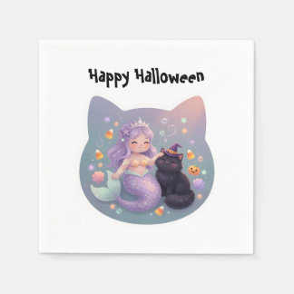 マーメイドと猫のハロウィンチャーム スタンダードカクテルナプキン