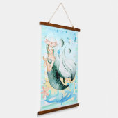 マーメイドと魚の海の生命の水のカラーアート 吊り下げ型タペストリー (傾斜あり)