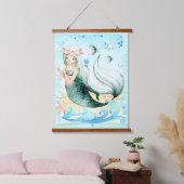 マーメイドと魚の海の生命の水のカラーアート 吊り下げ型タペストリー (寝室)