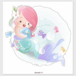 マーメイドと魚シール シール