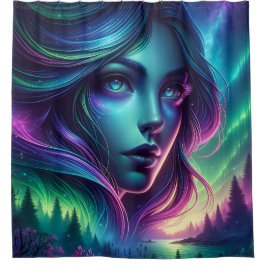 「マーメイドのオーロラリトリート」 シャワーカーテン