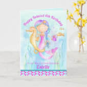 マーメイドのクマガミの泣き声の誕生日 カード (黄色い花)