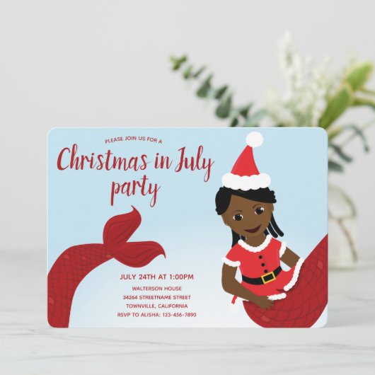 マーメイドのクリスマスin 7月のパーティの招待状 招待状 (スタンド正面)