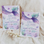 マーメイドのテールファイブバースデーパーティーにダイビング 招待状