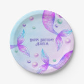マーメイドのテールブライトマーメイド誕生日パーティー ペーパープレート (正面)