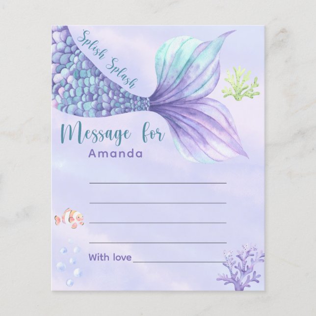 マーメイドのテール誕生日タイムカプセルメッセージ (正面)