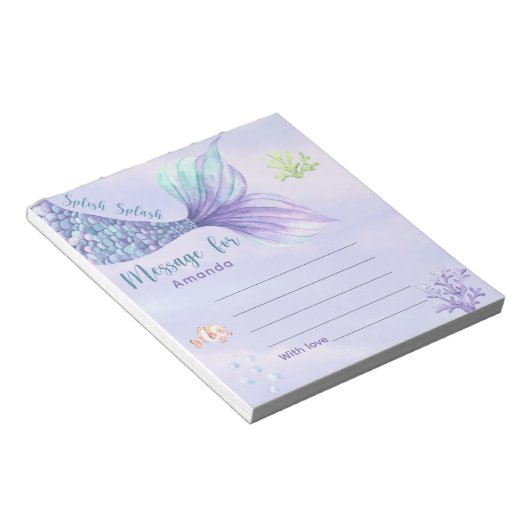 マーメイドのテール誕生日タイムカプセルメッセージ ノートパッド (アングル)