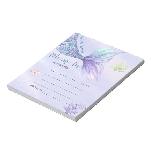 マーメイドのテール誕生日タイムカプセルメッセージ ノートパッド (回転)