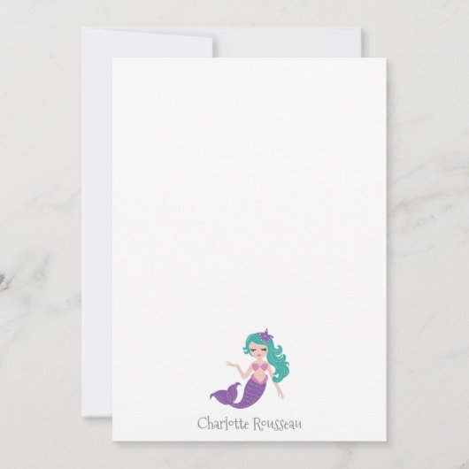 マーメイドのパーソナライズされた文房具ノートカード ノートカード (正面)