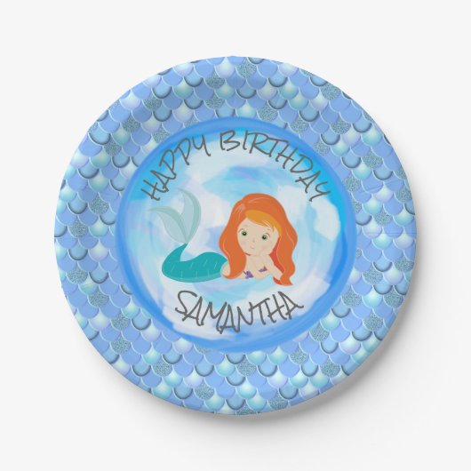 マーメイドのパーティー用品！ ペーパープレート (正面)