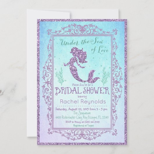 マーメイドのブライダルシャワーの招待 招待状 (正面)