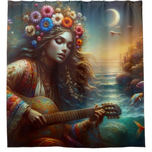 『マーメイドのメロディック・オアシス』 シャワーカーテン (正面)