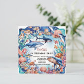 マーメイドのレインボーお洒落タメの誕生日 招待状 (スタンド正面)