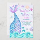 マーメイドの三番目の誕生日が海の下 招待状 (正面)